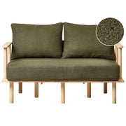 Divano Verde Scuro Poliestere Tessuto Boucle Rivestimento 2 Posti Japandi Stile Minimalista