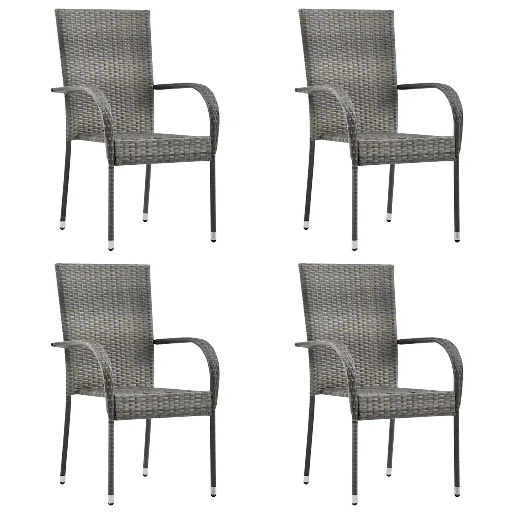 Sedie da Esterno Impilabili 4 pz Grigie in Polyrattan 310085