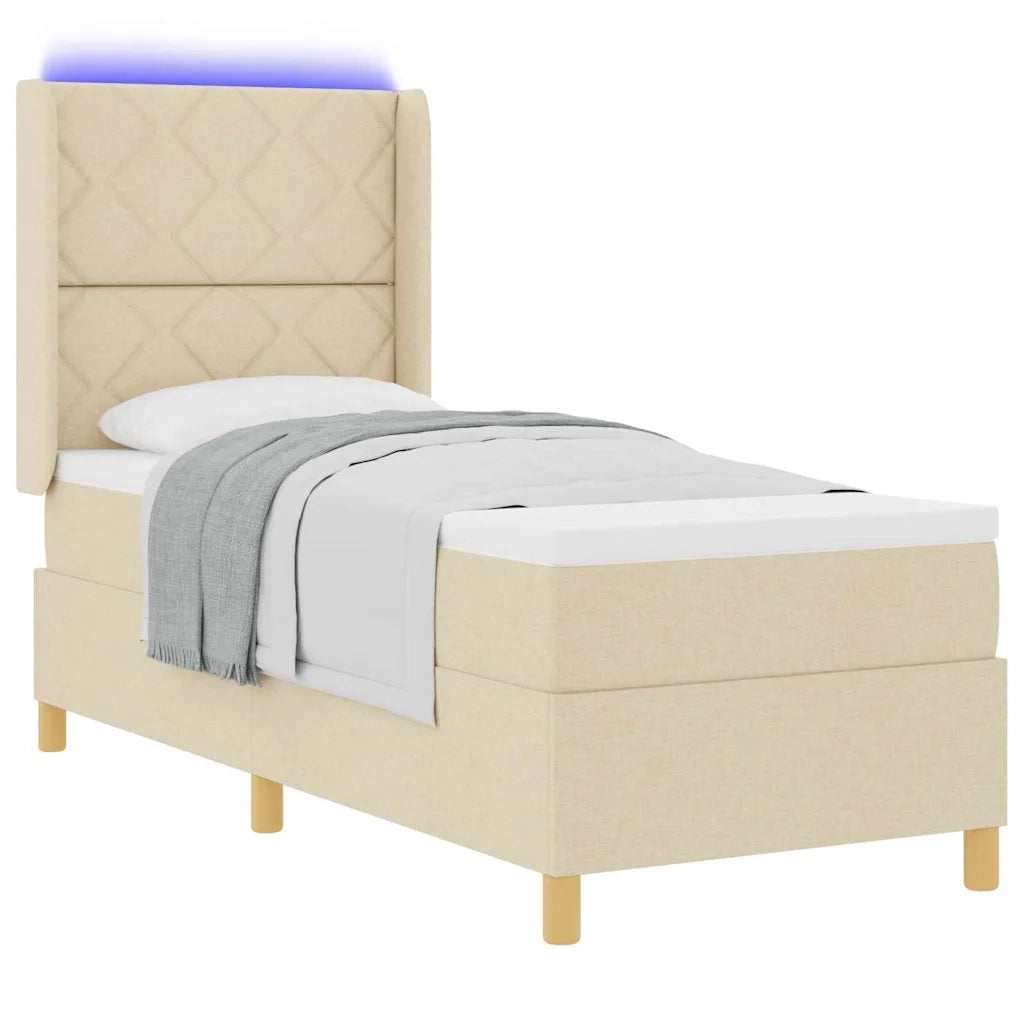 Letto a molle con strisce LED Crema 80 x 200 cm Tessuto 3343726