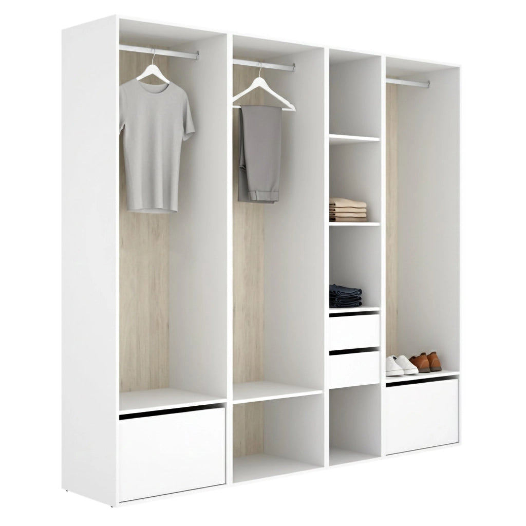 Armadio Camera da Letto Hawthorne, Guardaroba Grande Modulabile, 45x205h cm Bianco