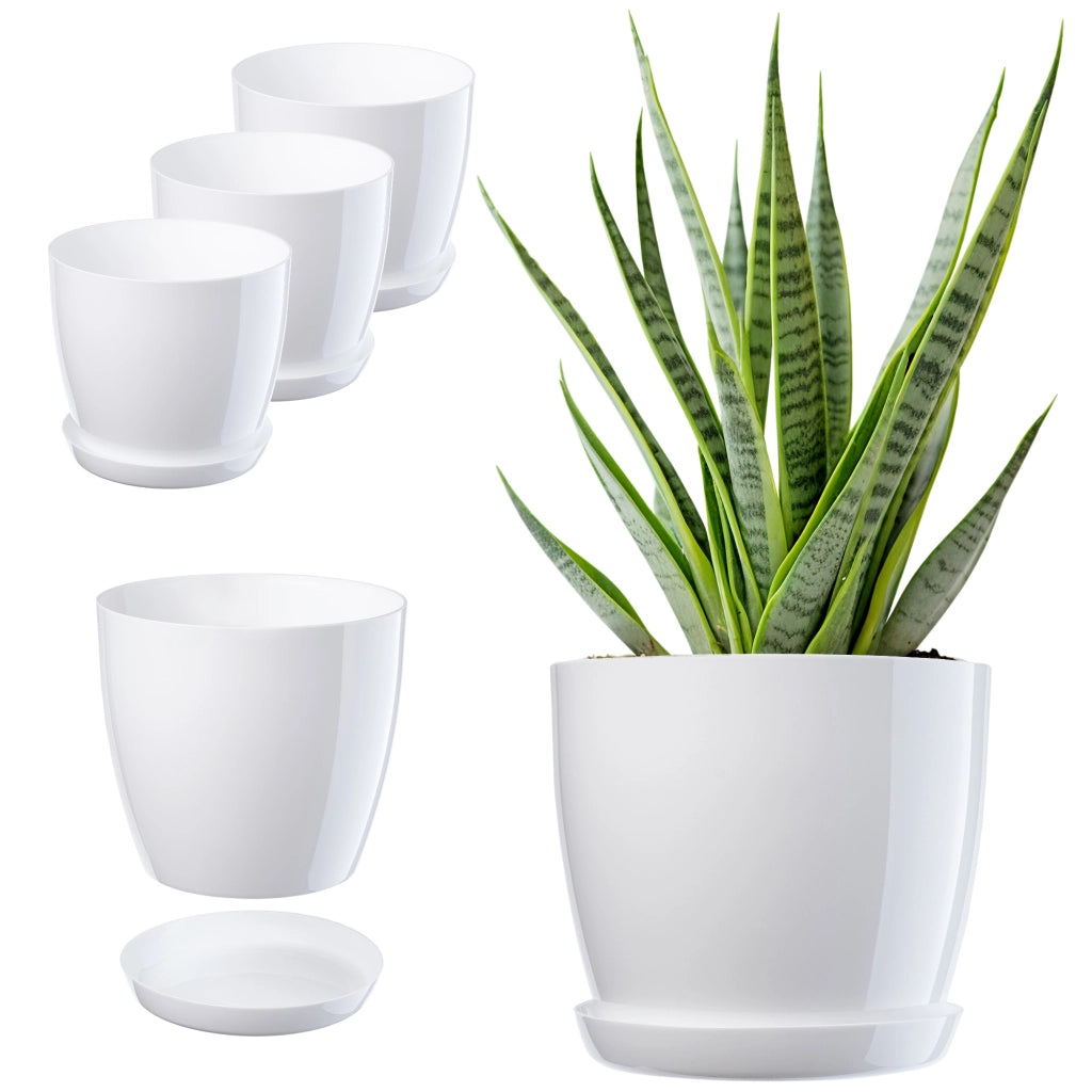 Vaso da fiori KADAX, coprivaso, 20 cm, supporto per fiori, plastica bianca, 3 pezzi.