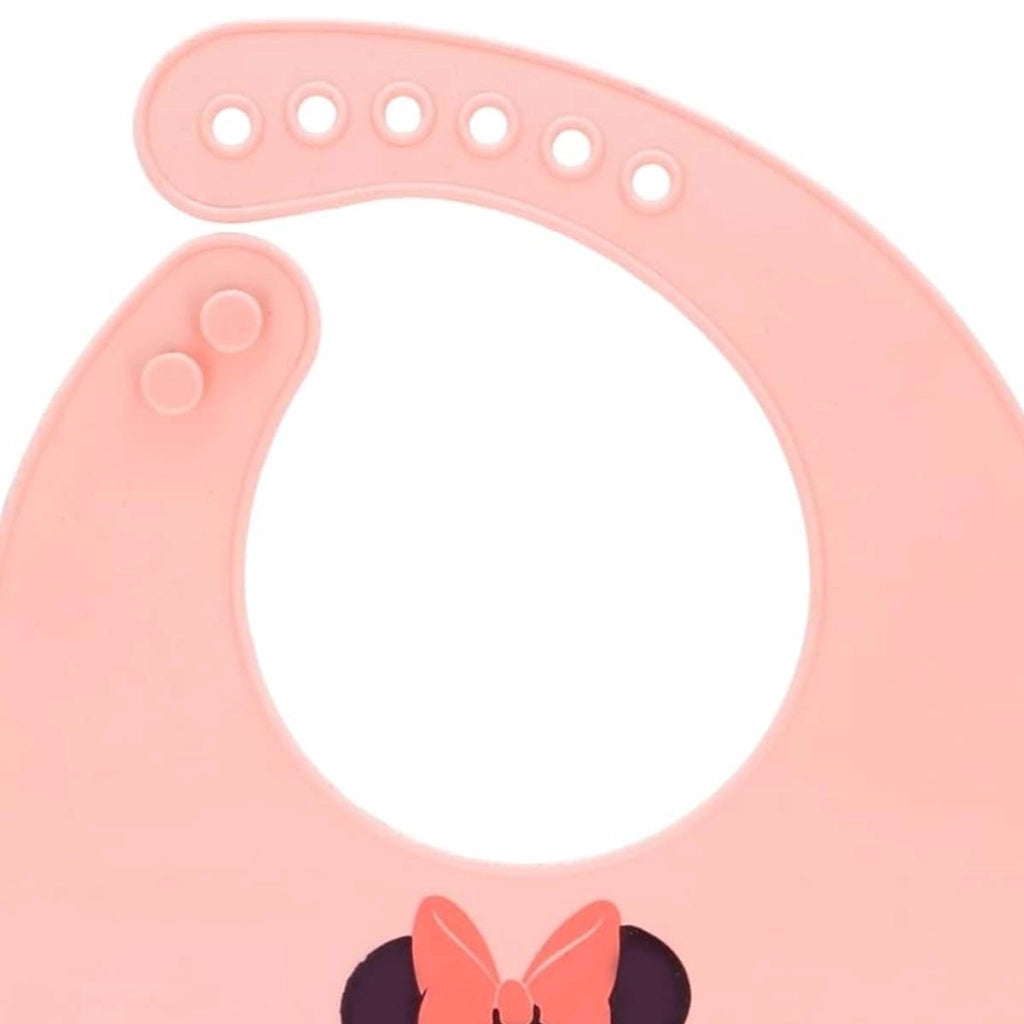 Bavaglino per neonati con chiusura regolabile e tasca raccogli-briciole Rosa Minnie Mouse