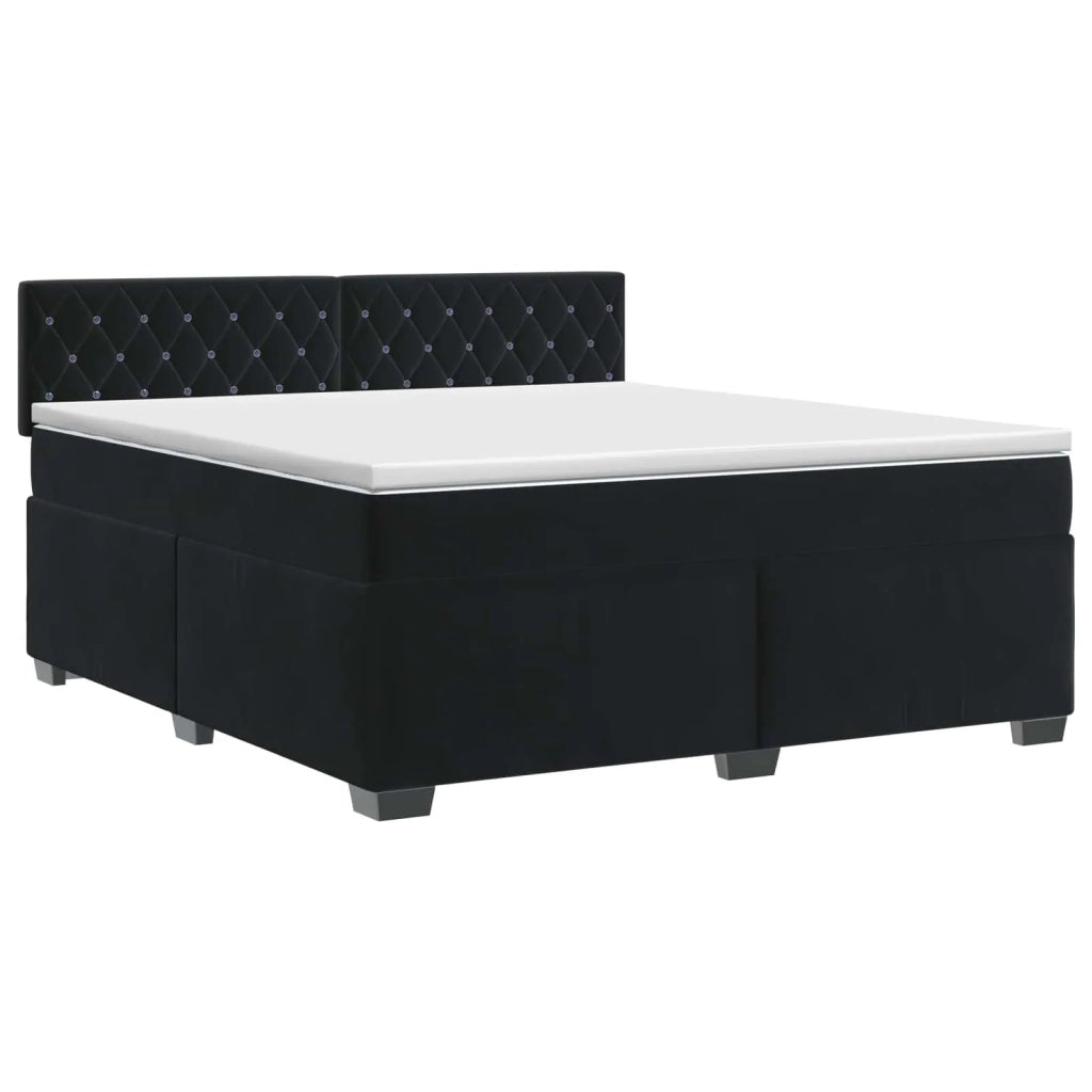 Letto box spring con materasso Nero 140 x 200 cm Velluto 3450724
