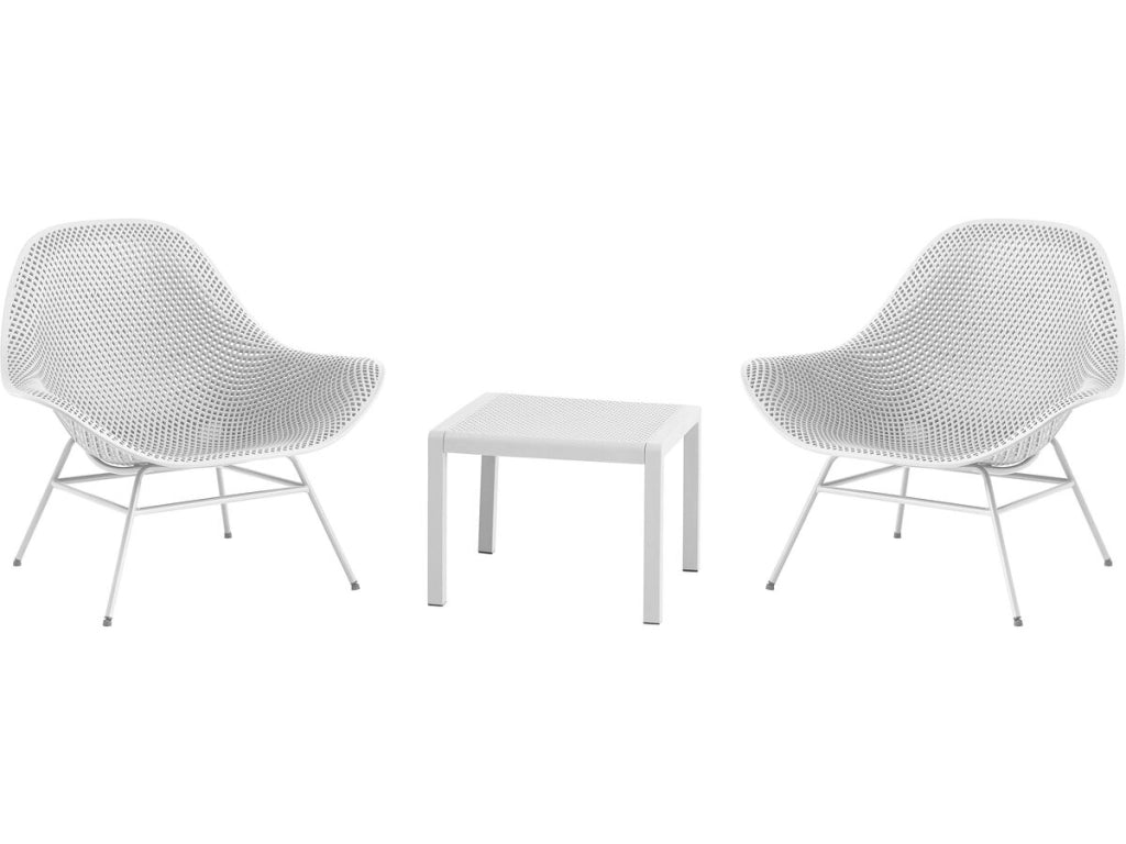 Set di 2 poltrone da giardino "Soléna" con tavolino - Bianco