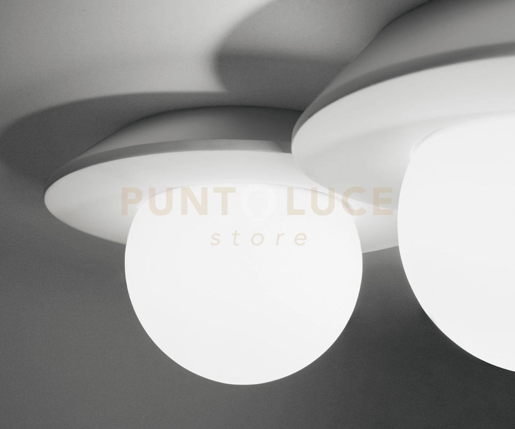 CICLADI TONDA lampada da Soffitto 2 Luci attacco GX53 L.41cm in gesso e vetro bianco