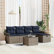 Set Divano da Giardino 6 pcs Grigio e Blu Navy polyrattan