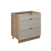 Vicco Mobiletto base per cucina GrigioBeige 80 cm con 3 cassetti, senza piano di lavoro
