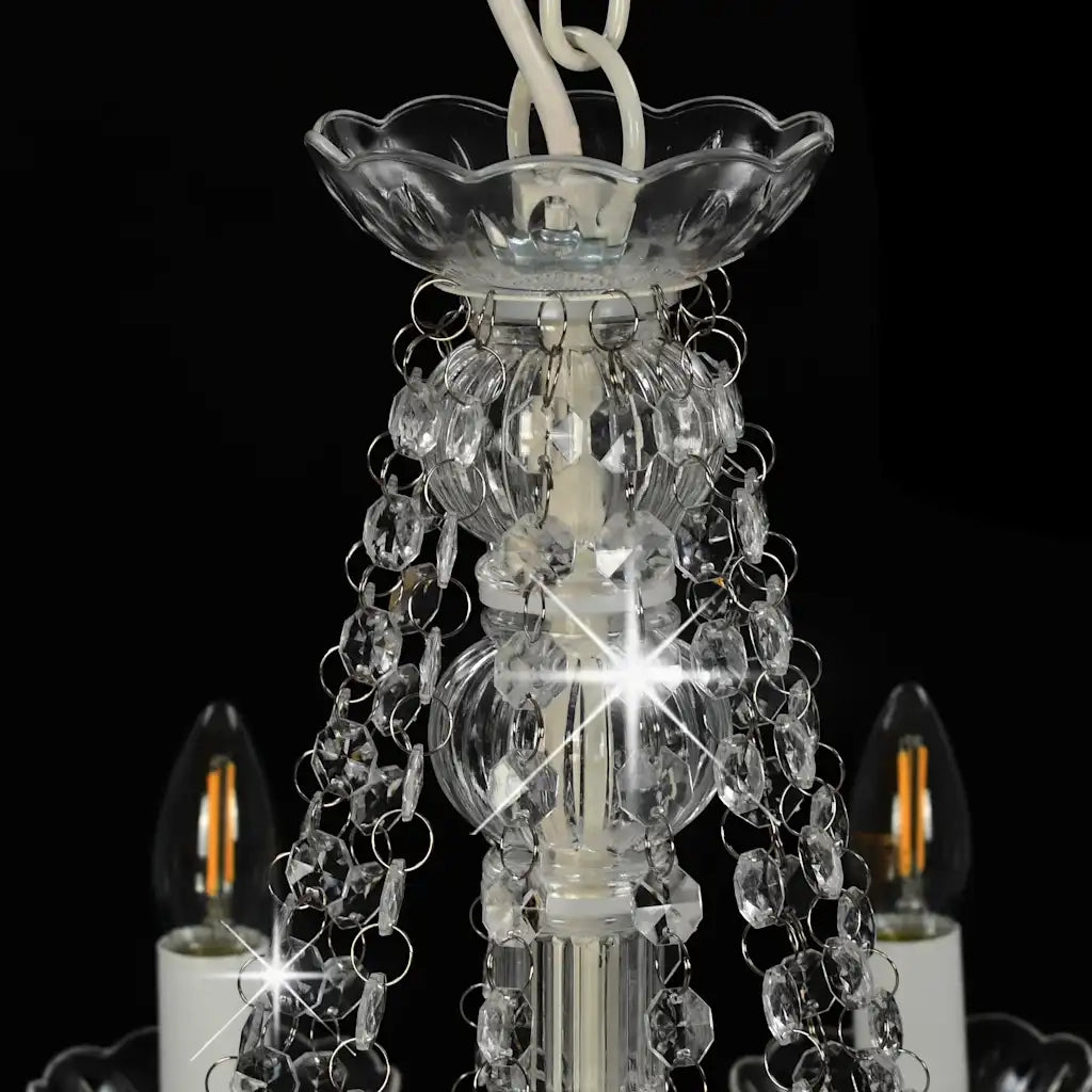 Lampadario con Perline Bianco 12 Lampadine E14 CFW2970223