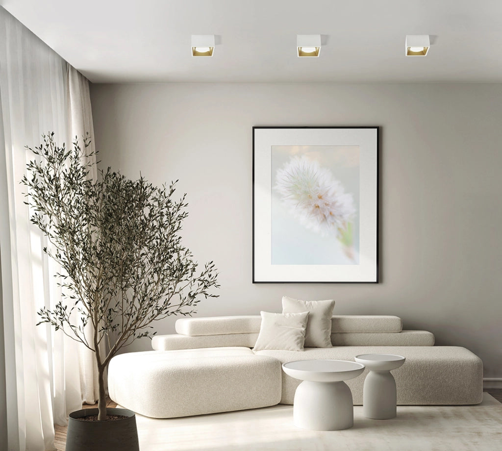 NASSO Soffitto 1 Luce  attacco GX53 Quadrata ottone in gesso e alluminio 12x12cm