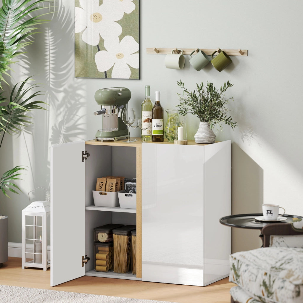 Cassettiera con ante a chiusura morbida e scaffale regolabile ¨C zephmum ¨C Bianco
