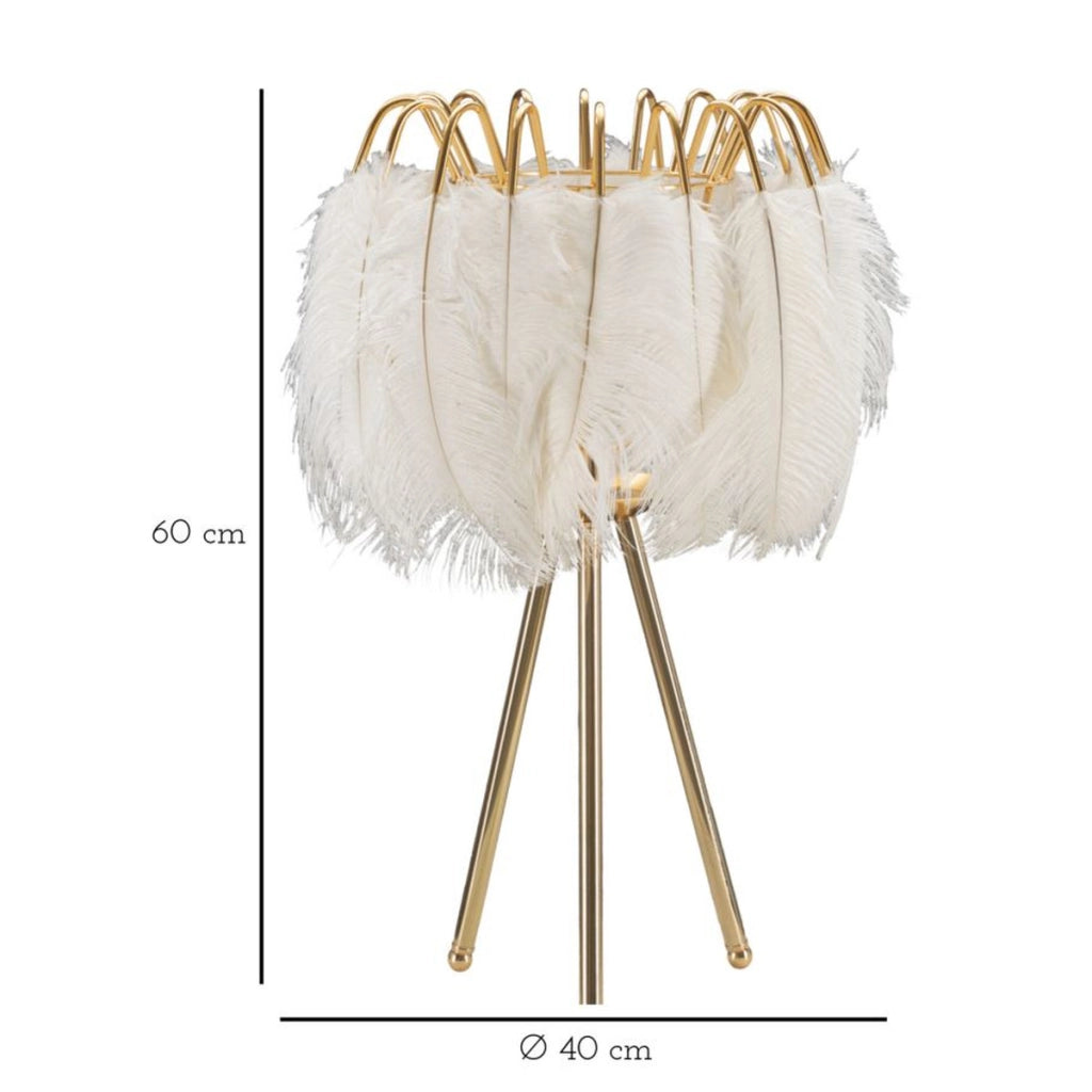 Lampada da Tavolo VKH130, Bianco, Metallo, 40x40x60 cm