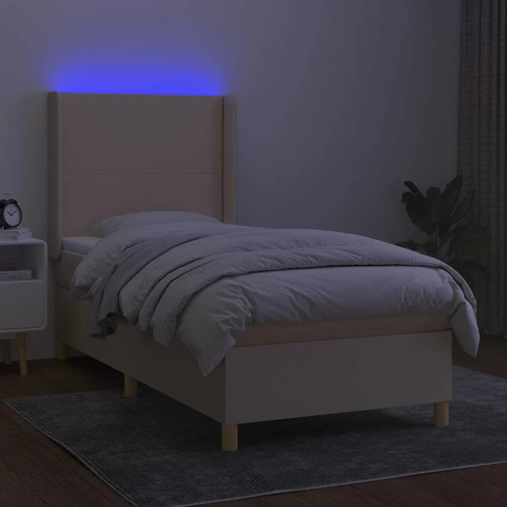 Letto a Molle con Materasso e LED Crema 80x200 cm in Tessuto cod mxl 60718