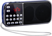 Radio Portatile con Due Altoparlanti LED - Batteria Ricaricabile - Radio FM - 1200mAh - Adatto per MP3 AUX USB TF