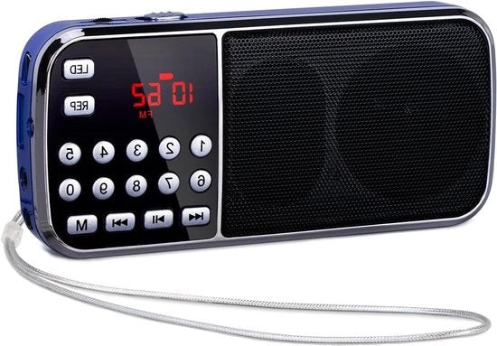 Radio Portatile con Due Altoparlanti LED - Batteria Ricaricabile - Radio FM - 1200mAh - Adatto per MP3 AUX USB TF