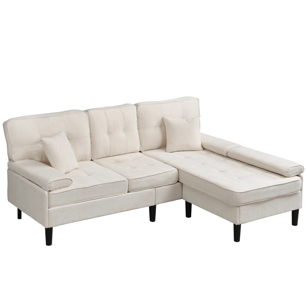 Divano Angolare Chaise Longue con Funzione Letto ¨C MINIMAL ¨C Chenille, 3 Posti, 195 cm