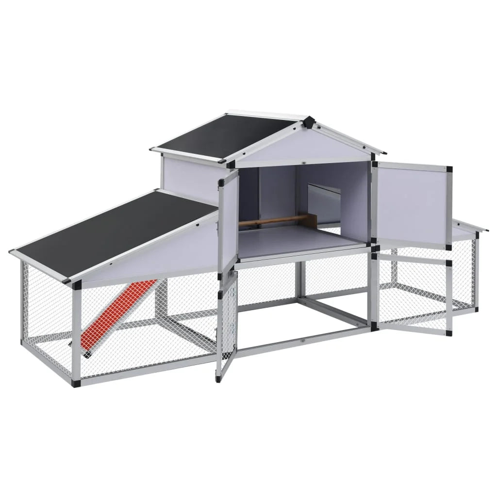 Pollaio grande in alluminio e MDF con rampe e 1 nido 258 cm 02_0001677