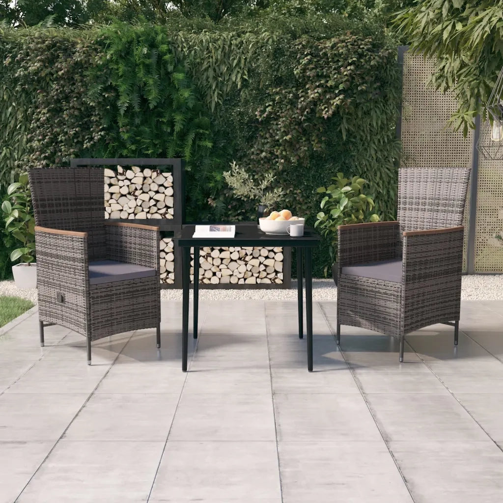 Set da Pranzo da Giardino 3 pz | Set Salotto da Giardino con Cuscini Grigio