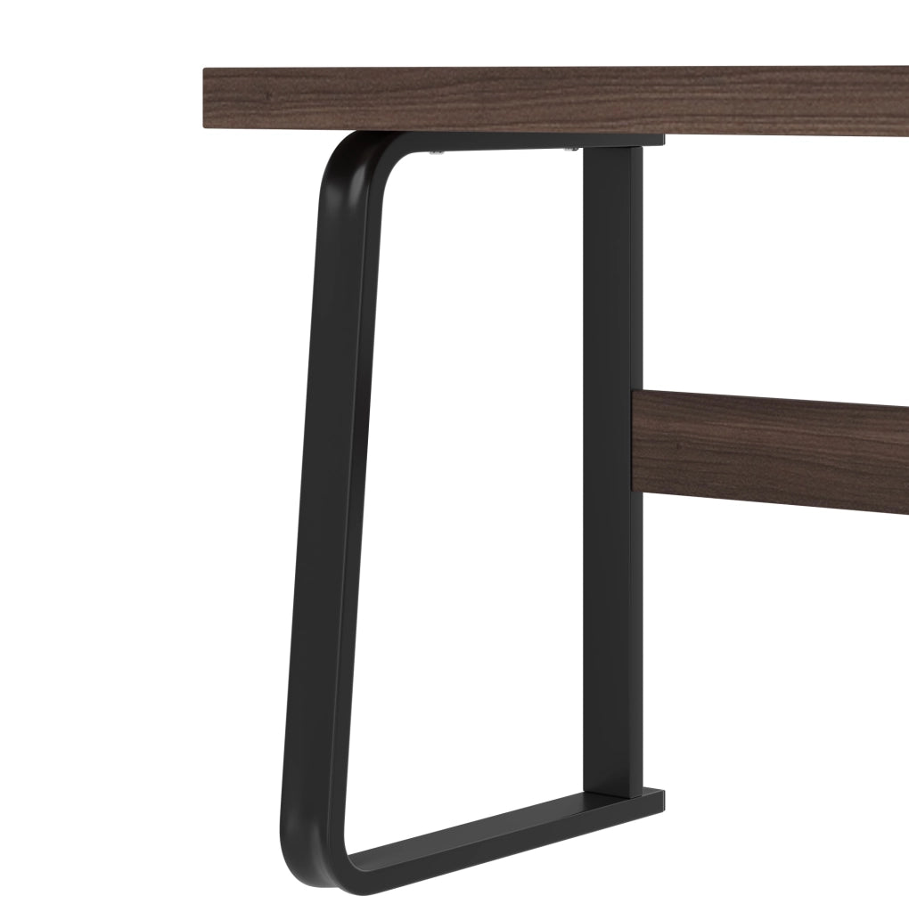Scrivania moderna 135 x 54 cm in MDF e metallo, colore marrone