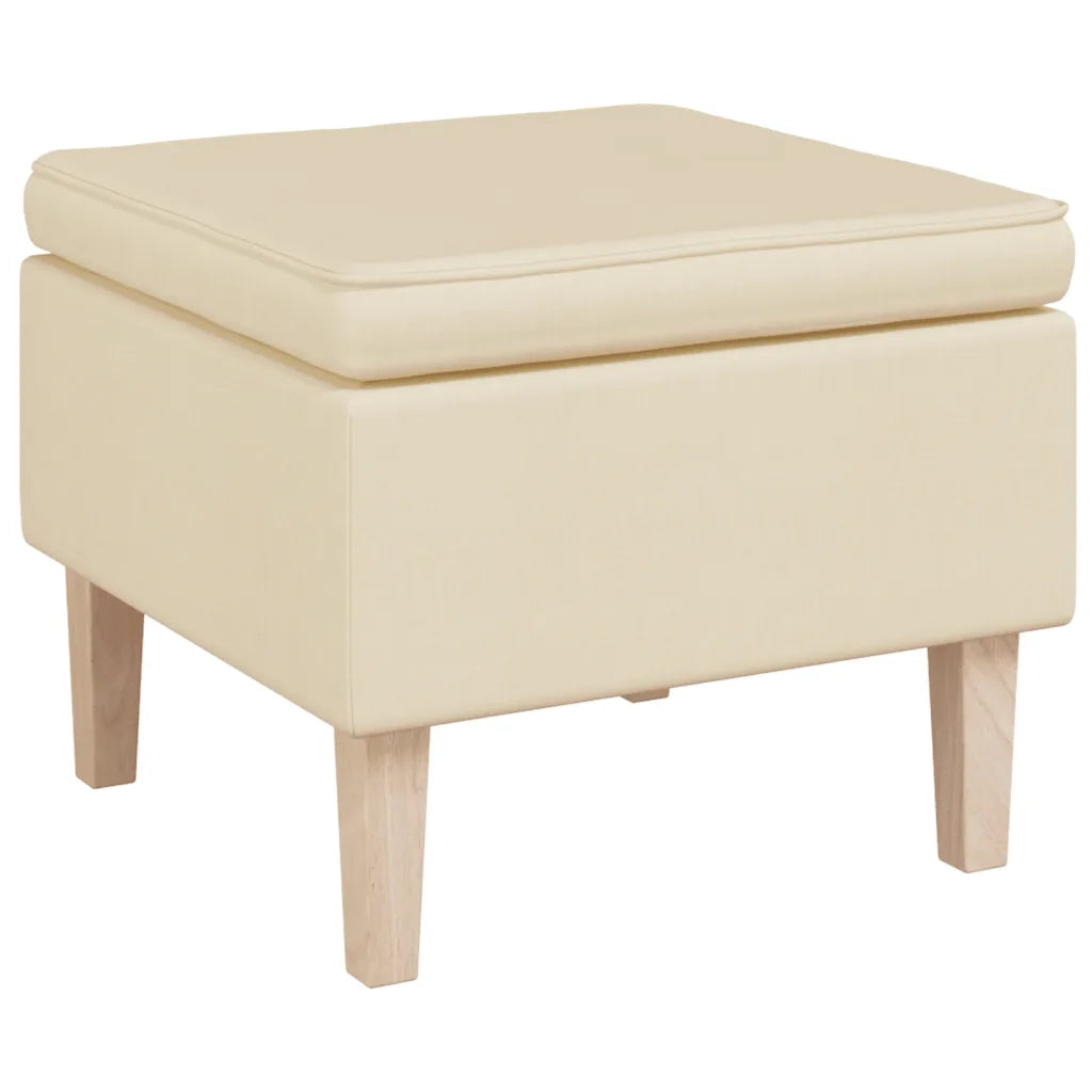 Poltrona con Gambe a Dondolo e Sgabello Crema in Tessuto 3121281