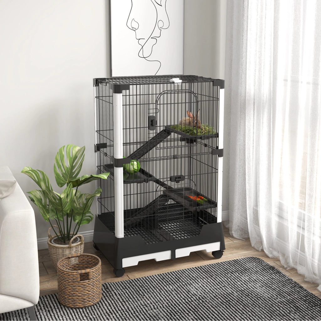 Gabbia per Piccoli Animali con Ruote 114x75x50 cm ¨C zephmum ¨C Grigio