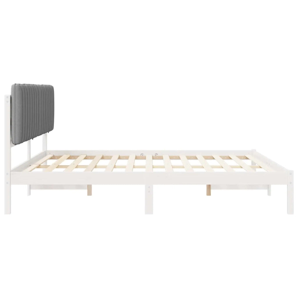 Letto con Testiera Rivestita Grigio chiaro 200 x 200 cm