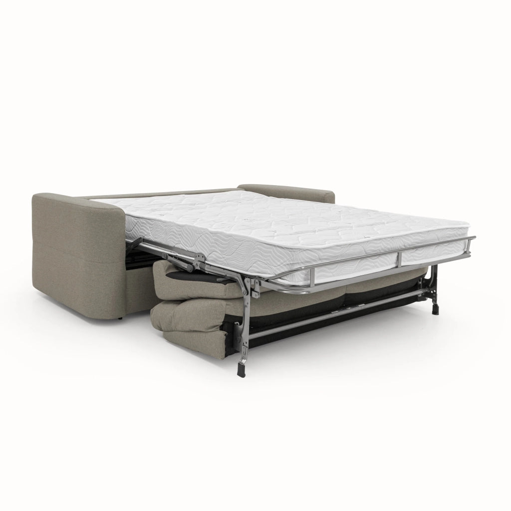 Cupido Divano letto con morbido schienale alto in tessuto impermeabile simil cotone T13 202 cm (mat. 140x197) tortora