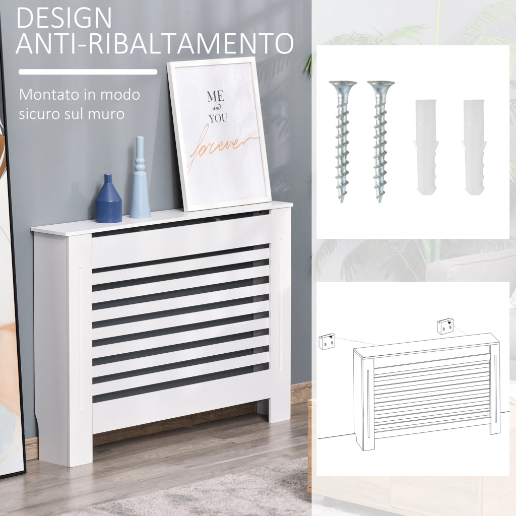 Copritermosifone Legno Bianco Moderno ¨C zephmum ¨C 112x19x81 cm