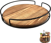 Piatto di lavoro, organizzatore di cucina, 28 cm, griglia per spezie con superficie antiscivolo, camera di magazzino, cucina, piano di lavoro, zona frigorifero, legno di abete, carbonizzato nero.