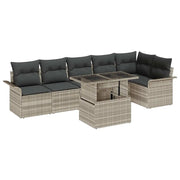 Set Divano da Giardino 7 pcs Grigio chiaro Poly Rattan 3357035