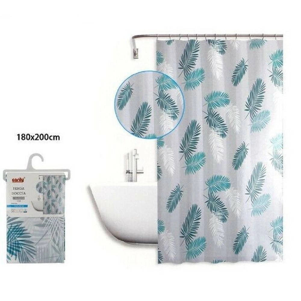 Trade Shop - Tenda Doccia Antimuffa Impermeabile 180 X 200 Cm Con Anelli Bagno Piume 59517 -