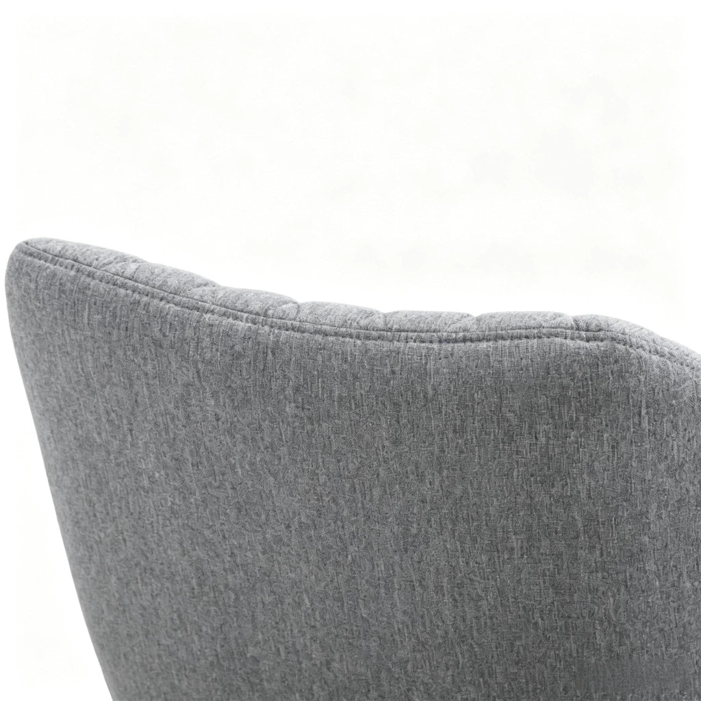 Sedia da pranzo Set da 2 con Braccioli Ergonomici e Schienale Imbottito, in Lino Grigio e Legno Naturale