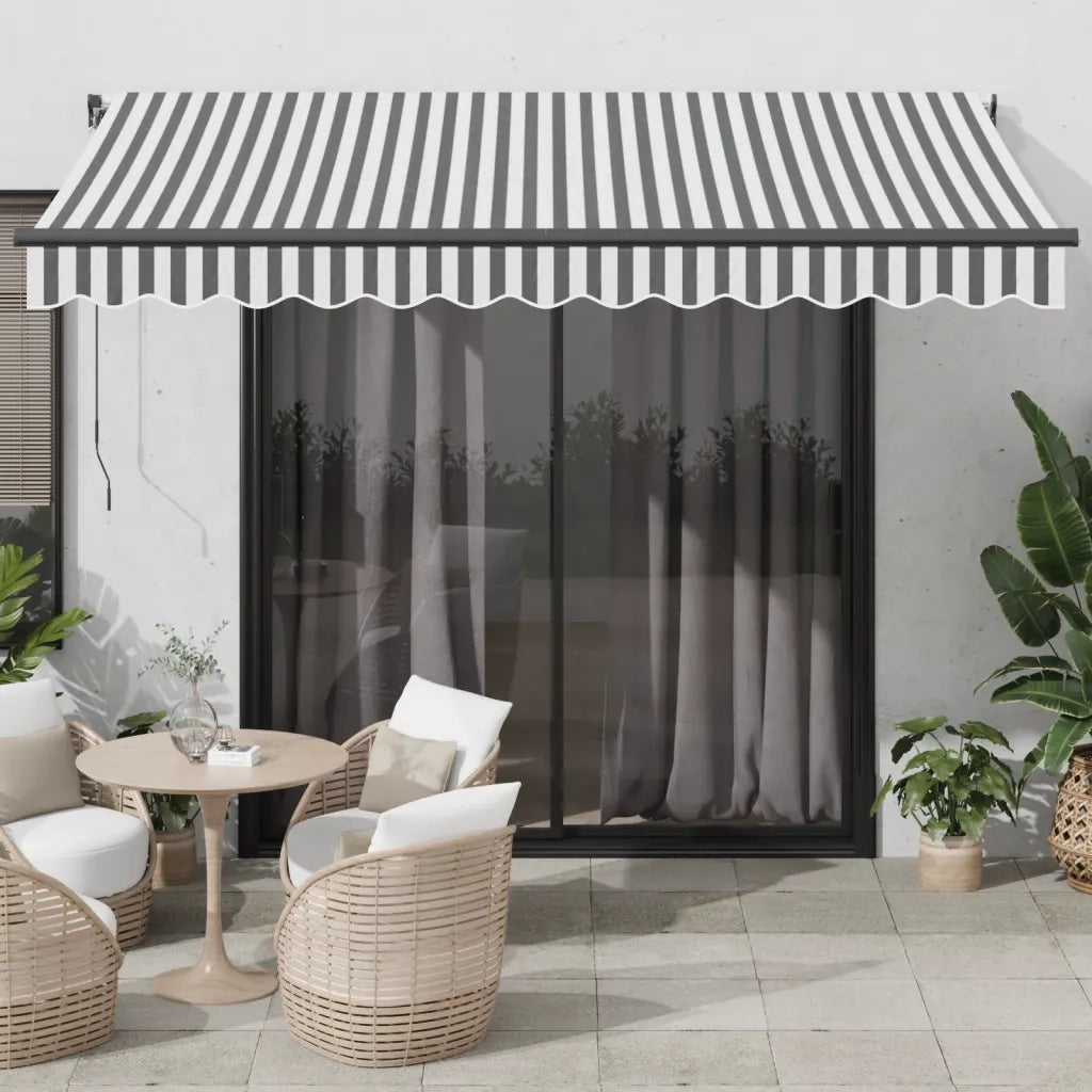 Tenda Retrattile Automatica LED Antracite e Bianco 350x250 cm 3310229