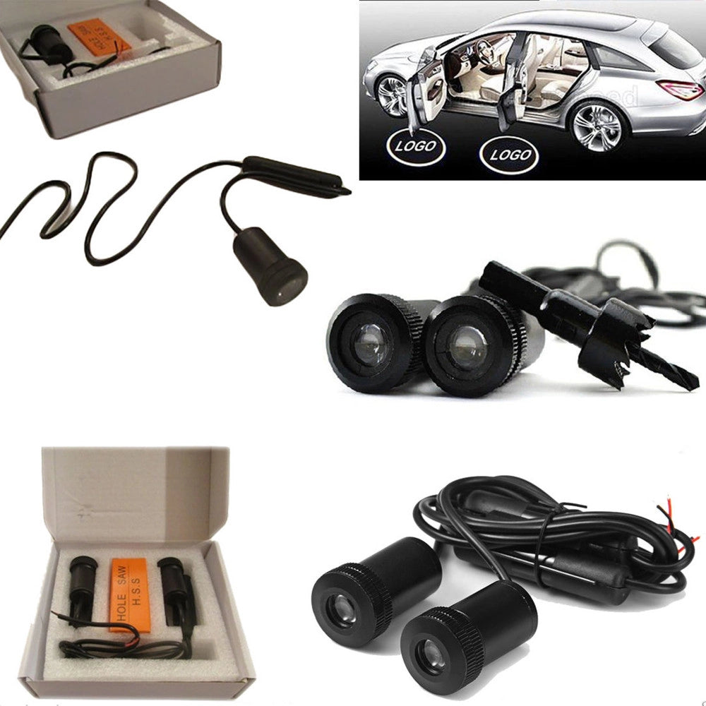 Trade Shop - Coppia Faretti A Led Cortesia Sottoporta Per Auto Luci Led Proiettore Logo -
