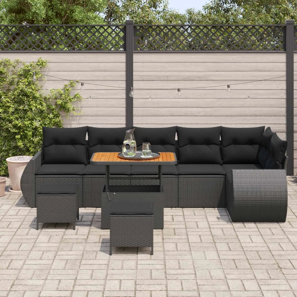Set Divano da Giardino 9 pcs Nero Rattan in Polipropilene 3363844