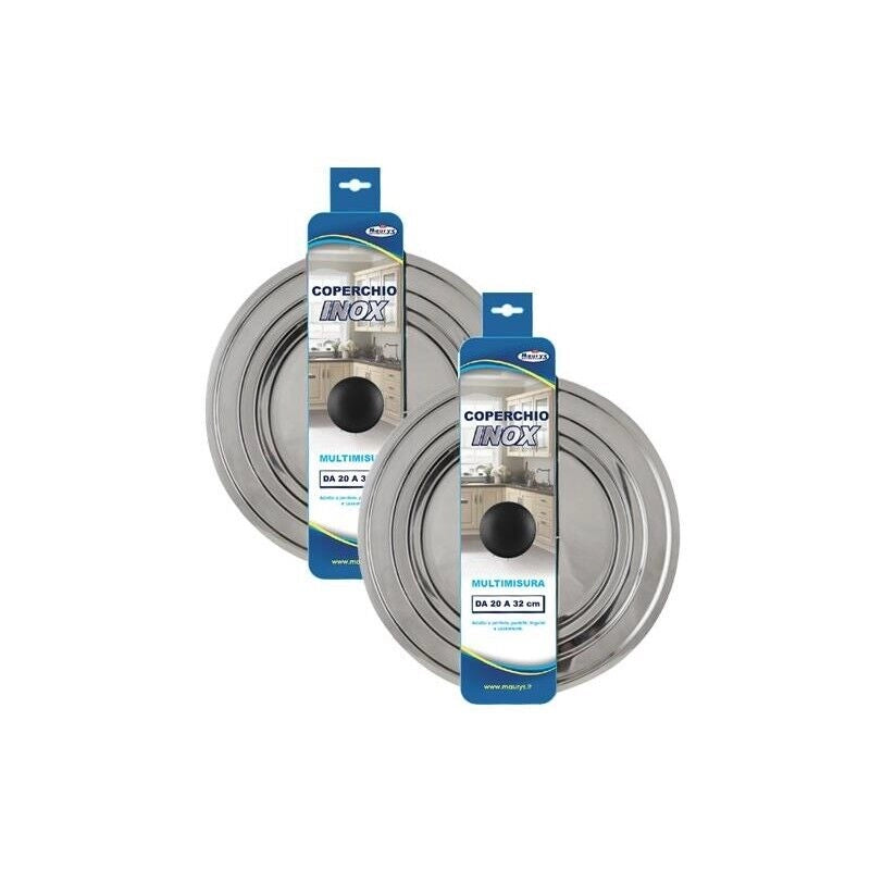 SET 2 PZ MAURY'S COPERCHIO ACCIAIO INOX MULTIMISURA DA 20 CM A 32 CM