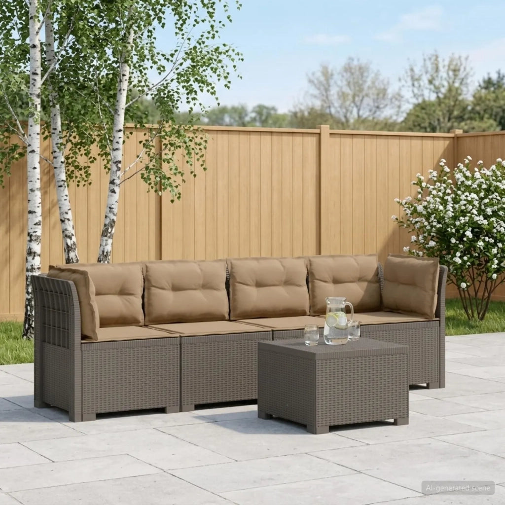 Divano da Giardino a 4 Posti con Cuscini in Stile Rattan PP 3443884