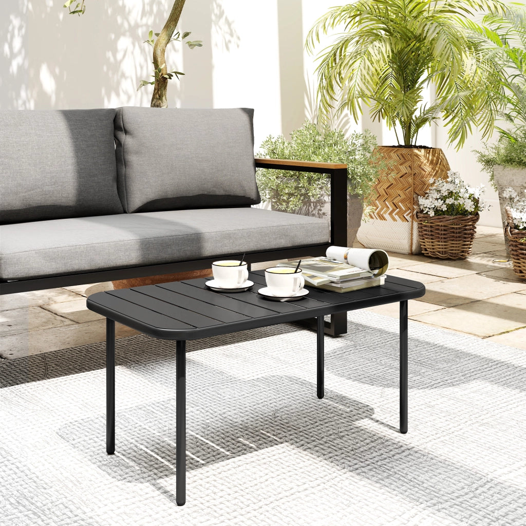 Tavolino da giardino ¨C Zephmum ¨C Nero, metallo, 90x50x43 cm