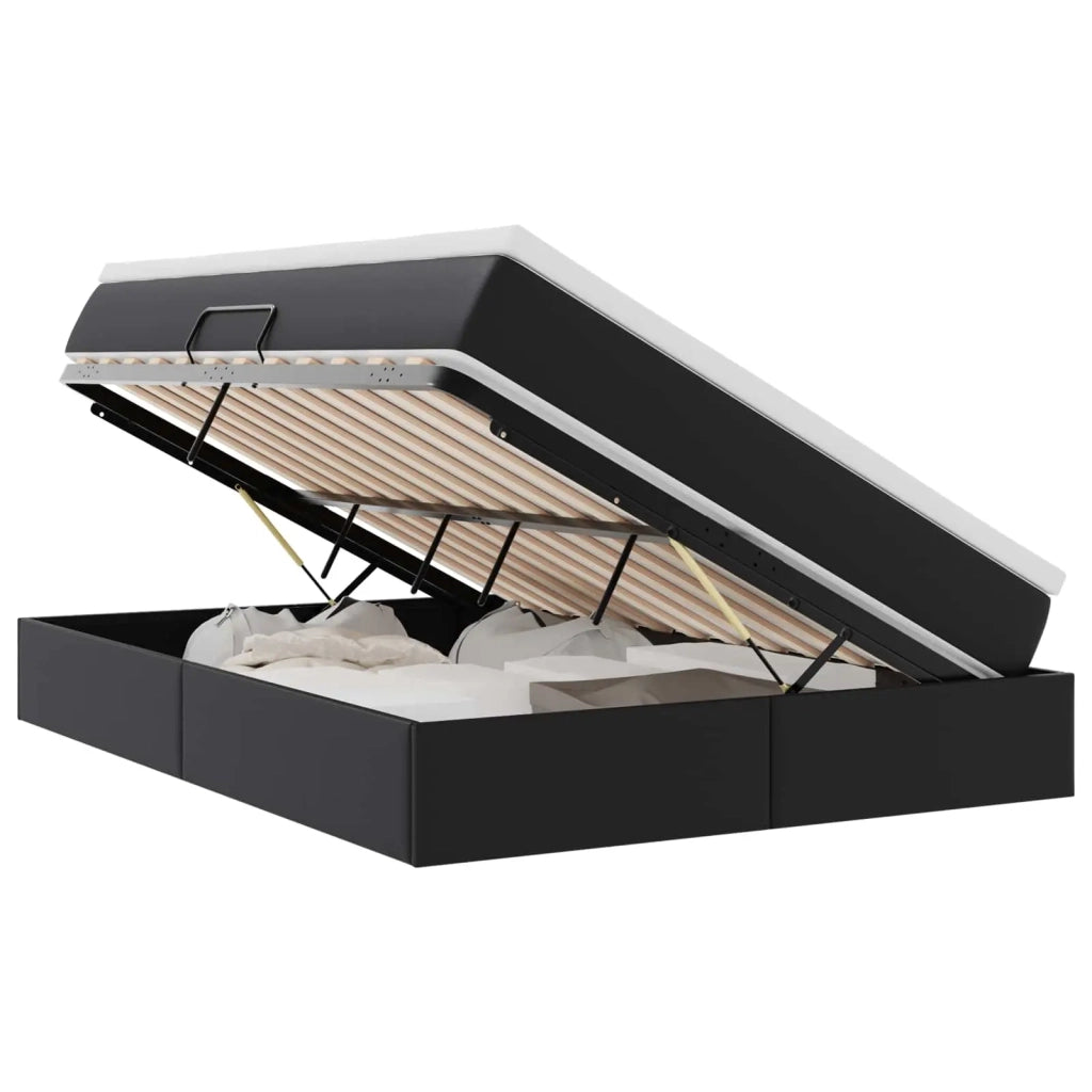 Letto con contenitore e materasso Nero 140 x 190 cm