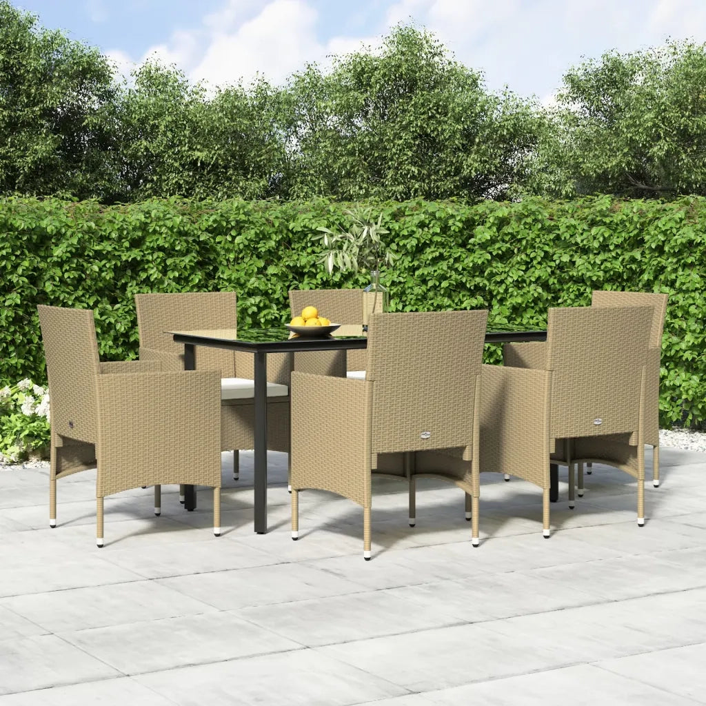 Set da Pranzo da Giardino 7 pz con Cuscini Beige e Nero cod mxl 40024