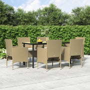 Set da Pranzo da Giardino 7 pz con Cuscini Beige e Nero cod mxl 40024