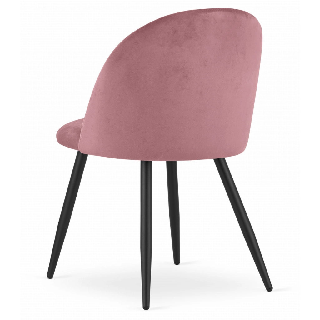 Set di 2 sedie Bello in velluto rosa antico con gambe nere