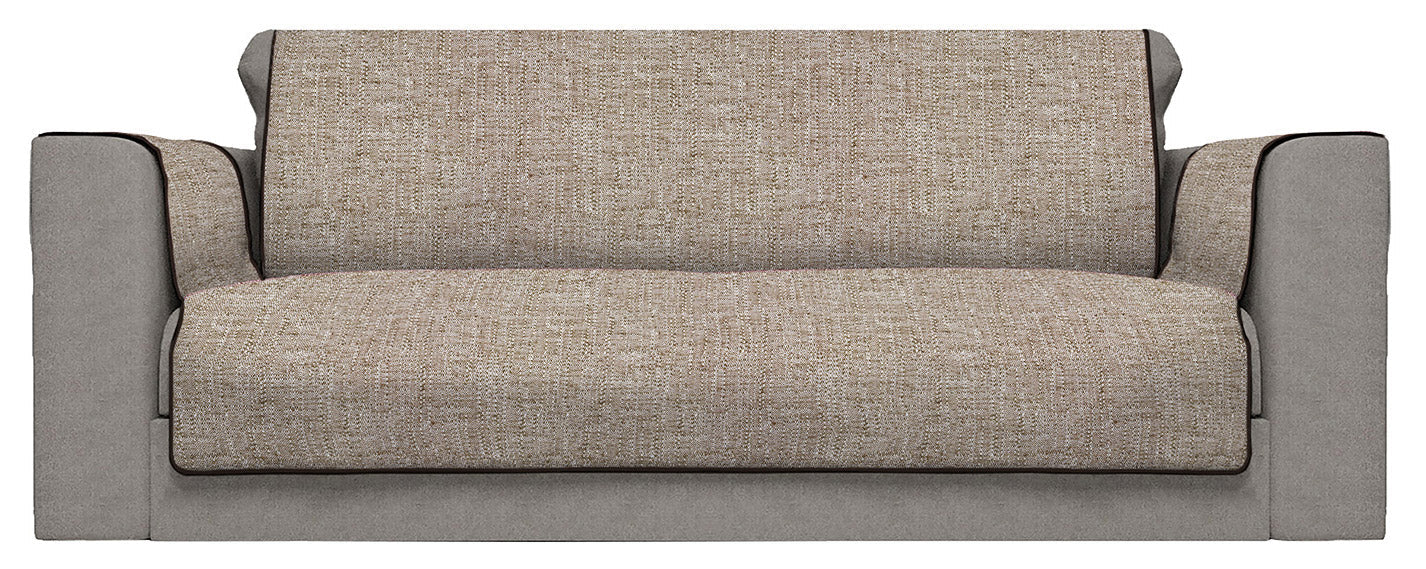 Copridivano con Copri Braccioli Seduta 60 cm in Poliestere Marrone