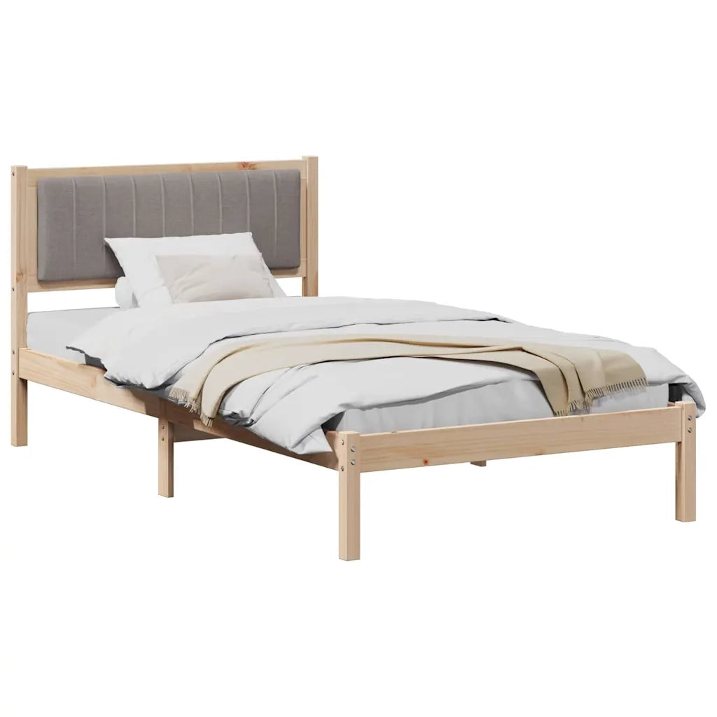Letto singolo | Letto per adulti | Letto con Testiera Rivestita Talpa 100 x 200 cm Pino massello