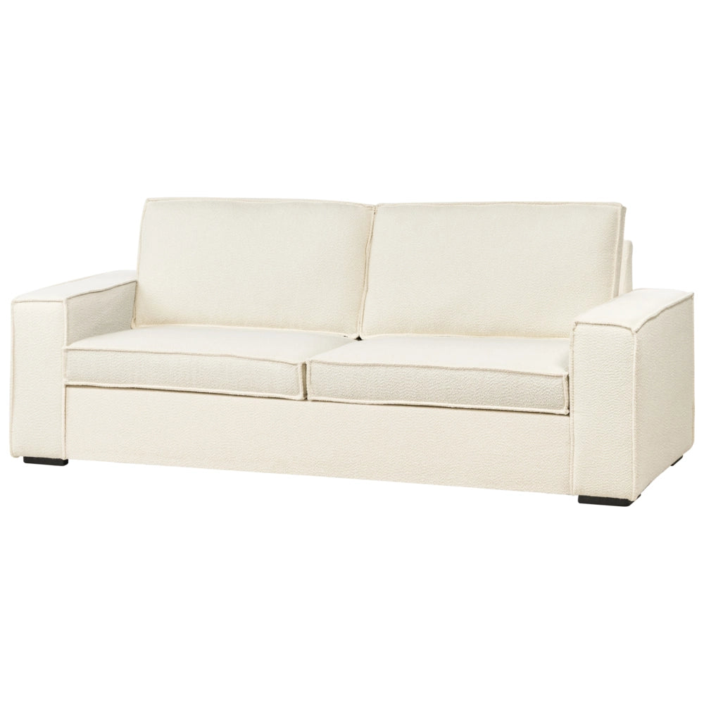 Divano letto in tessuto bianco sporco Divano letto trasformabile a 3 posti con struttura e materasso