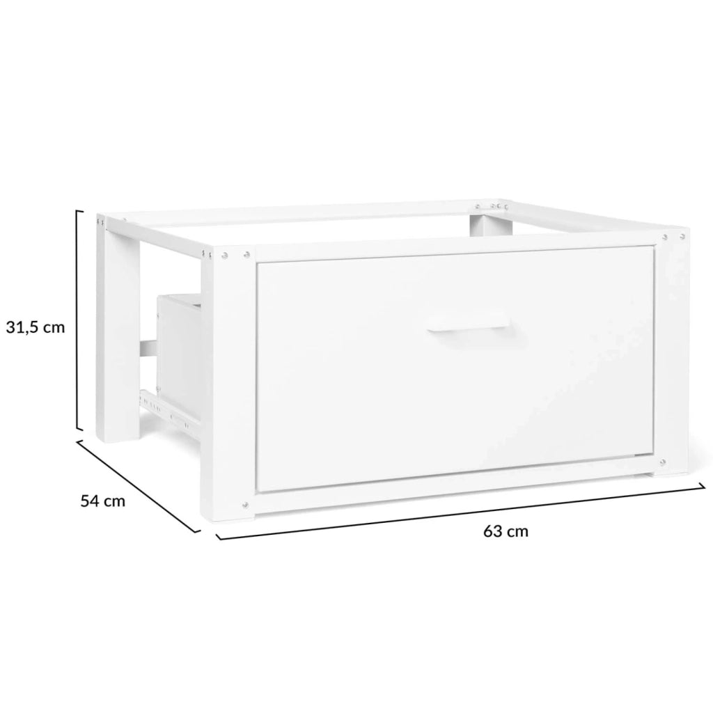 IDMarket - Supporto per lavatrice 63 x 54 cm con piedistallo e cassetto in metallo
