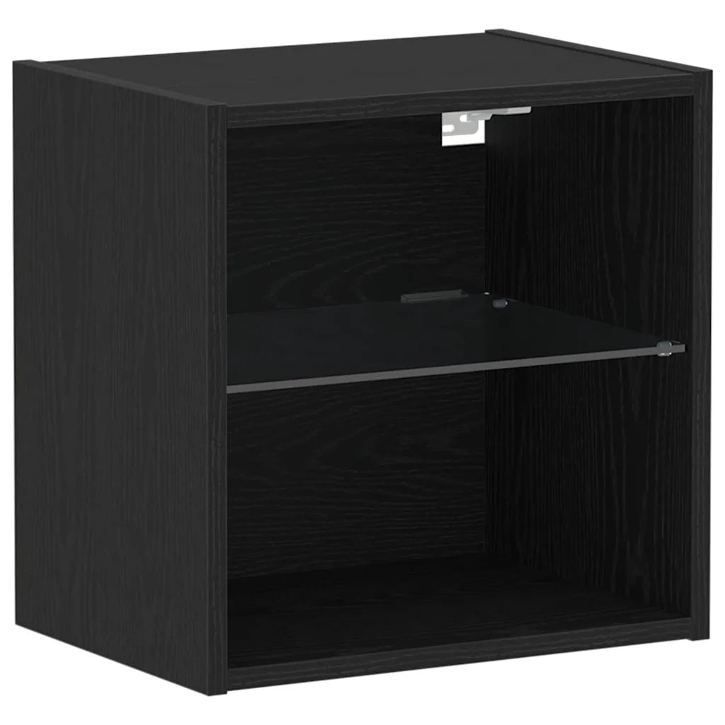 Set mobile TV con led 2 pz | Armadietto TV | Mobile Porta TV Rovere Nero 40 x 30 x 30 cm