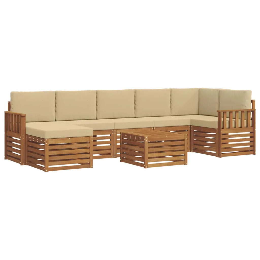 Set di divani da esterno con cuscino 8 pcs Naturale e Beige
