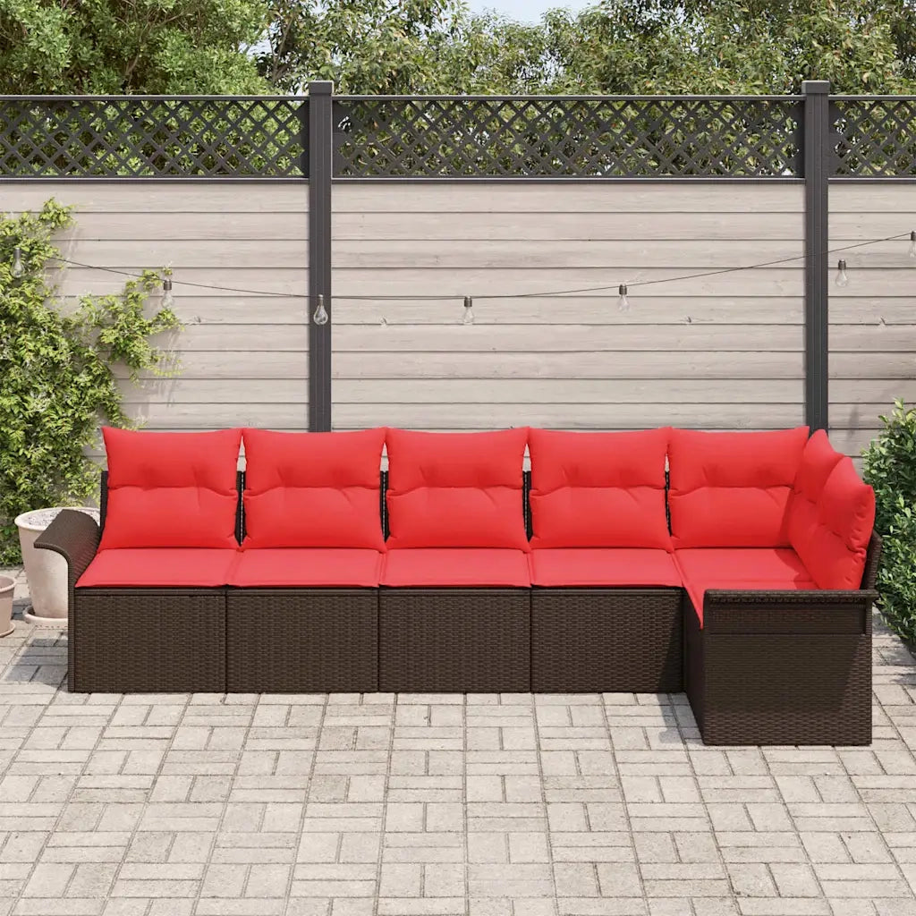Set Divano da Giardino 6 pcs Marrone polyrattan