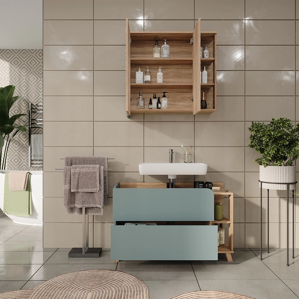 Vicco Set di mobili da bagno Sonoma/blu 2 parti