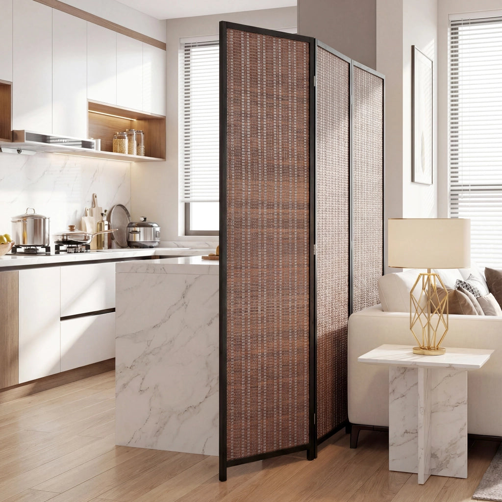 Paravento in legno 3 pannelli ¨C zephmum ¨C marrone 135x180 cm